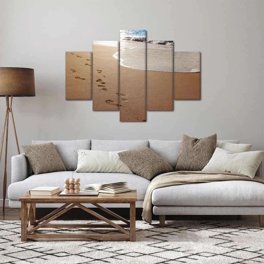 Kép - nyomok a homokban és a tenger (150x105 cm)