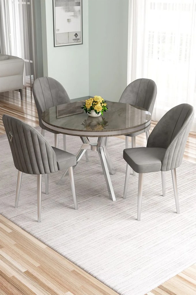 Mos étkezőgarnitúra, antracit-króm, 90 cm – TR240CHR2916