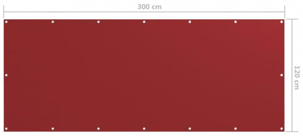 piros oxford-szövet erkélyparaván 120 x 300 cm