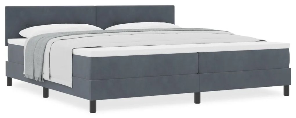 Boxspring Ágy Mattal Sötétszürke 200x200 cm Bársonyos