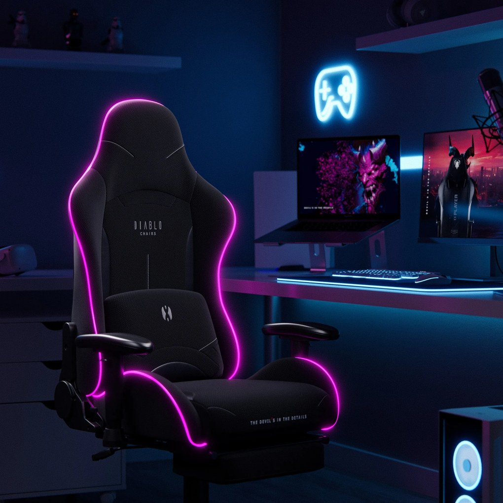 Gamer szék LED RGB fekete: Diablo X-Starter