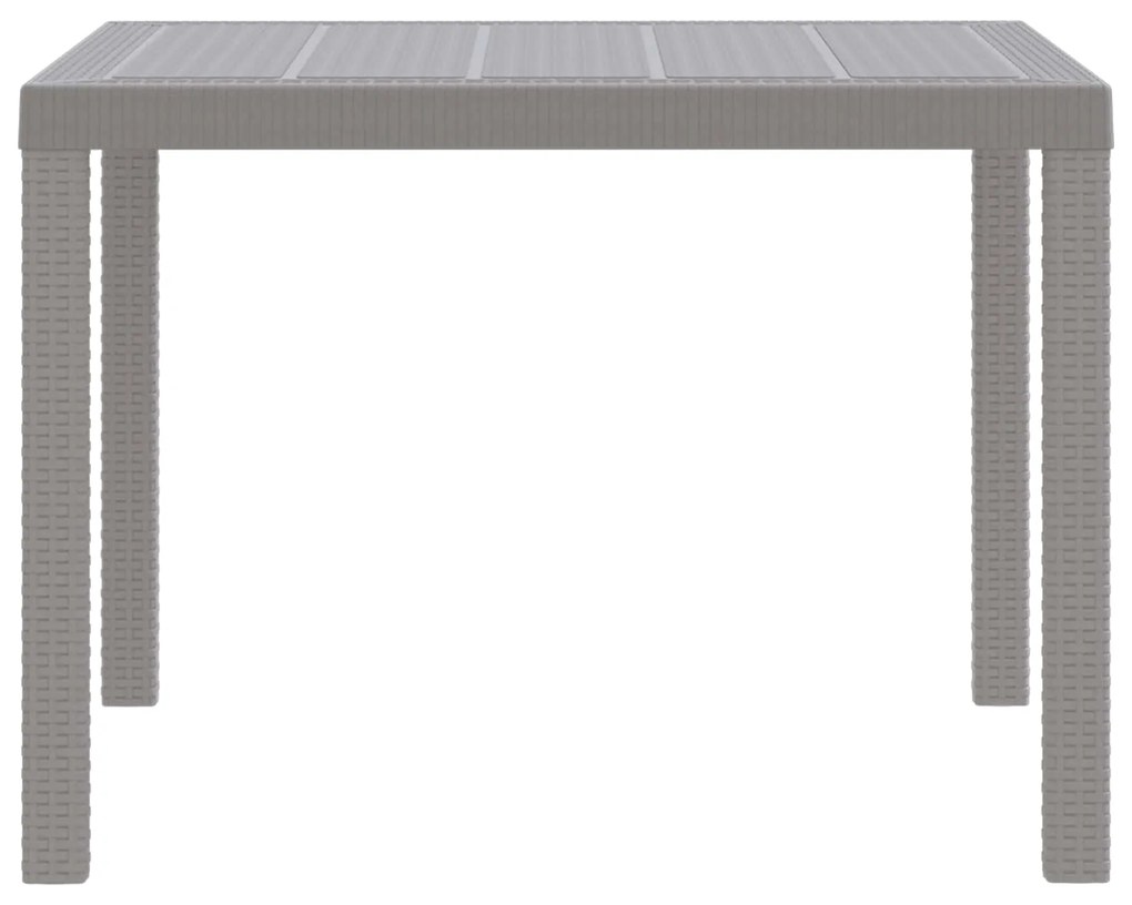 vidaXL Kerti Asztal Világosszürke 100 x 100 x 73 cm polirattan