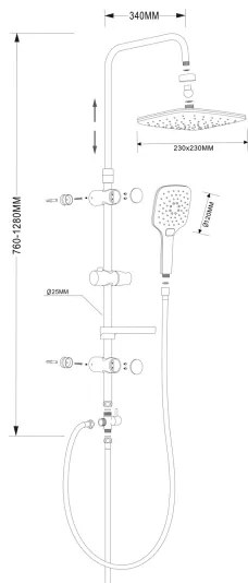 Aqualine - Zuhany készlet KERA matt fekete