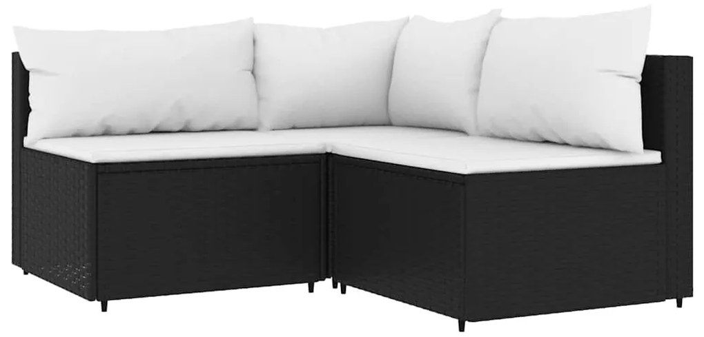 4 részes fekete polyrattan kerti ülőgarnitúra párnákkal