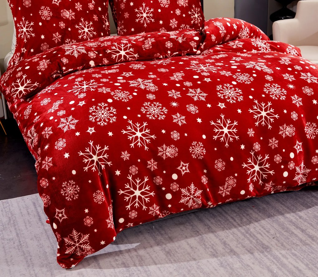 Mikroplüss ágyneműhuzat SNOWFALL piros Ágyneműhuzat mérete: 80 x 80 cm | 135 x 200 cm