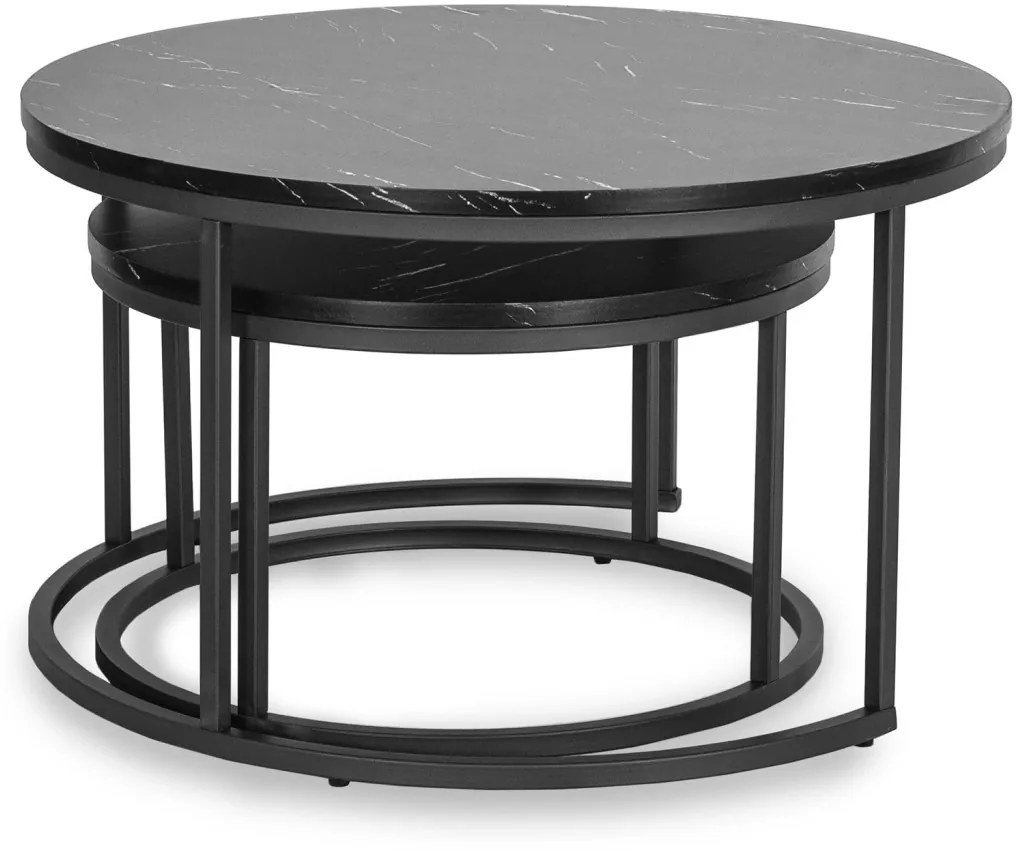 Dohányzóasztal szett fekete márvány színben. MAURO MAX