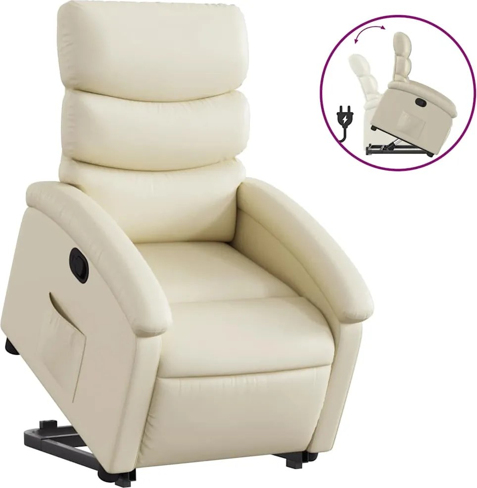 vidaXL krémszínű műbőr felállást segítő dönthető fotel