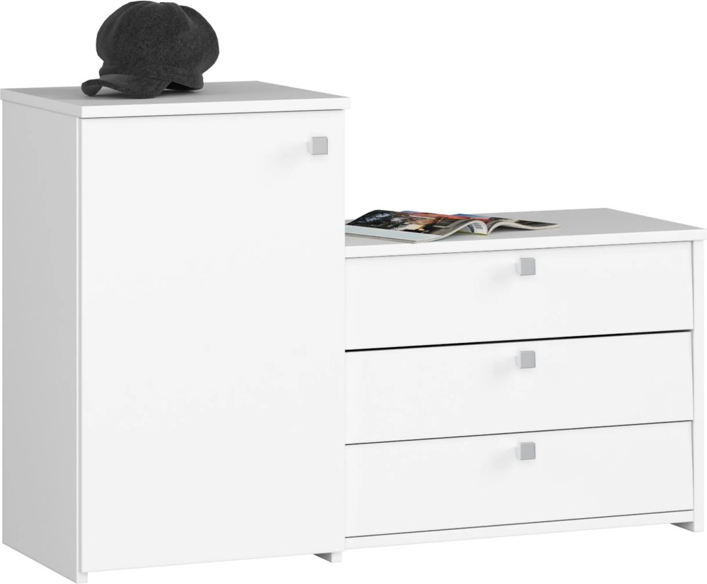 Cipősszekrény S16 fehér, Akd komóddal