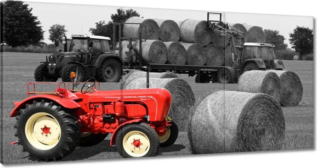 Vászonkép 180x90 Aratás Piros traktor