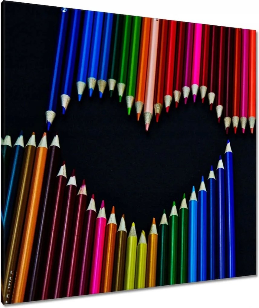 Vászonkép 90x90 Szív színes ceruzákból