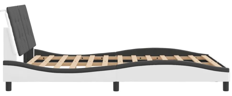 fehér és fekete műbőr ágykeret LED-világítással 140 x 200 cm