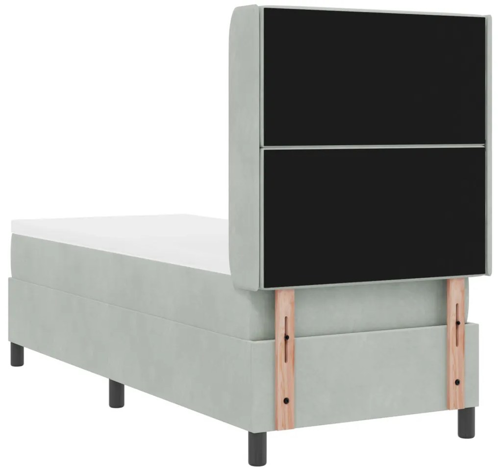 Boxspring Ágy Matrac Nappali Szürke 80x200 cm Bársony
