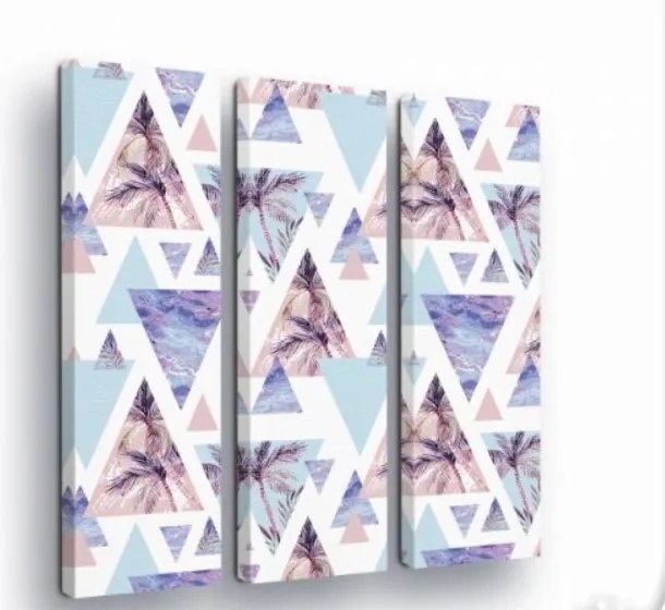 Vászonkép 90x100 Absztrakt geometria pasztell akvarell levelek pálma modern