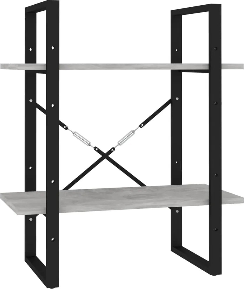 vidaXL kétszintes betonszürke szerelt fa könyvszekrény 60 x 30 x 70 cm
