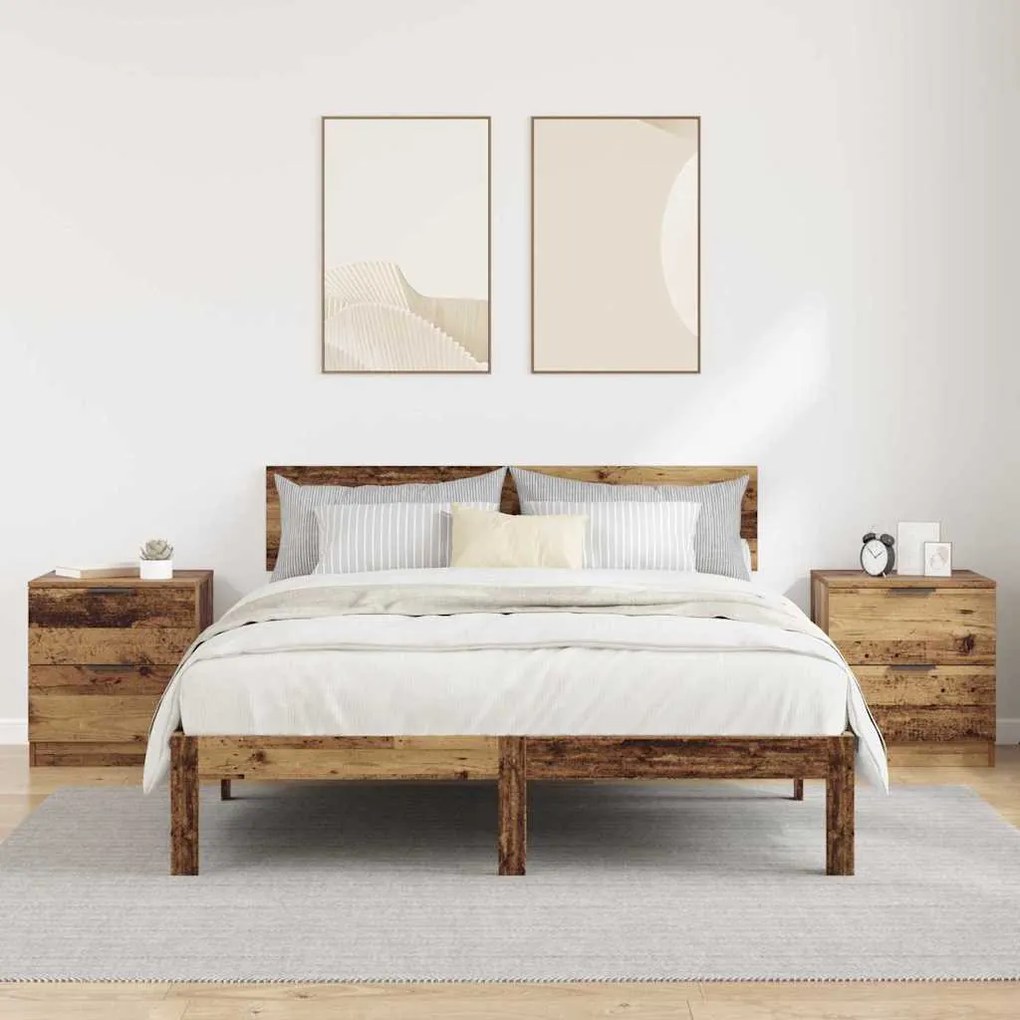 Éjjeliszekrény fiókkal 2 pcs Régi fa 45 x 39 x 50 cm Faanyag