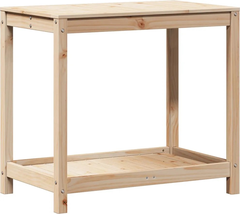 vidaXL tömör fenyőfa ültetőasztal polccal 82,5x50x75 cm