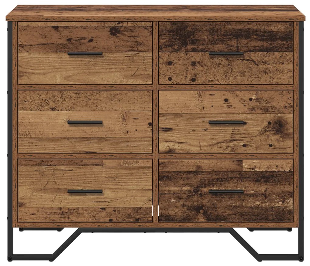 Fiókos Szekrény Régi Fa 91x35.5x74.5 cm Szerelt Fa
