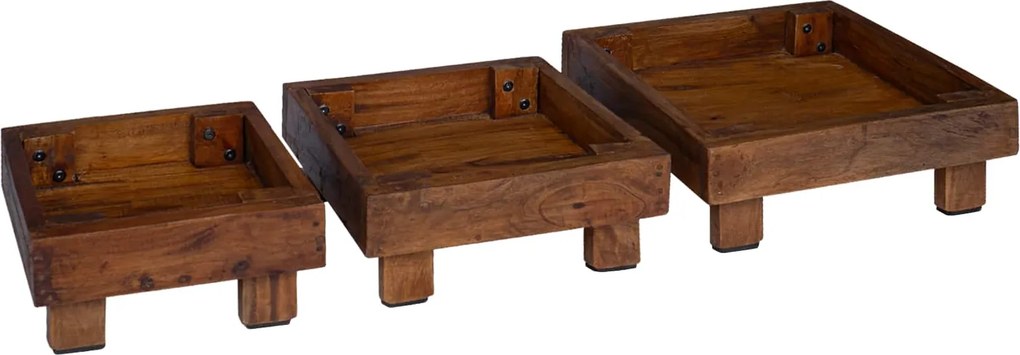 vidaXL Növényállvány 3 pcs Barna Mahagóni fa