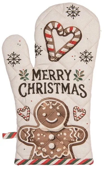 Karácsonyi pamut edényfogó kesztyű Classic Gingerbread Magic mézeskalácsos