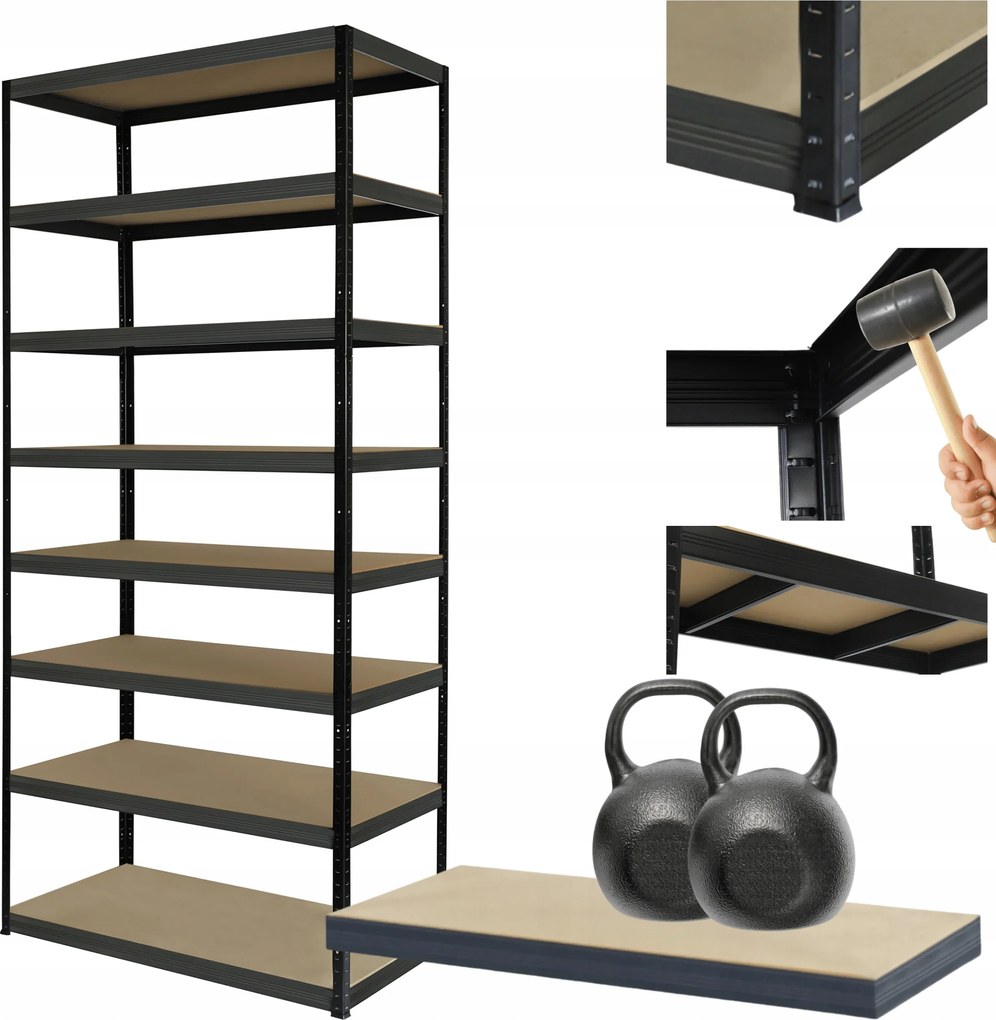 Tárolószekrény fém állvány Helios 270x75x30cm 8Px275kg 300EZER Komb