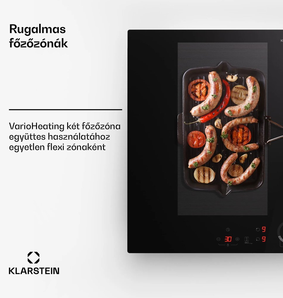 Klarstein Delicatessa 70 Flex, beépíthető indukciós főzőlap, 4 zóna, 7000 W, üvegkerámia