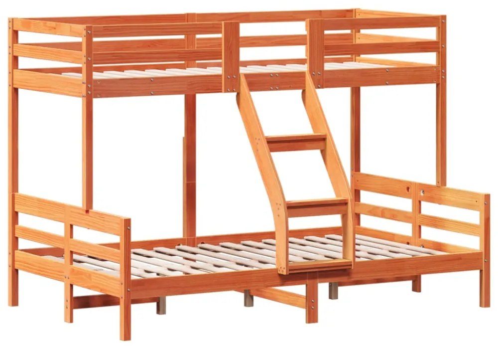 viaszbarna tömör fenyőfa emeletes ágy 80 x 200/120 x 200 cm