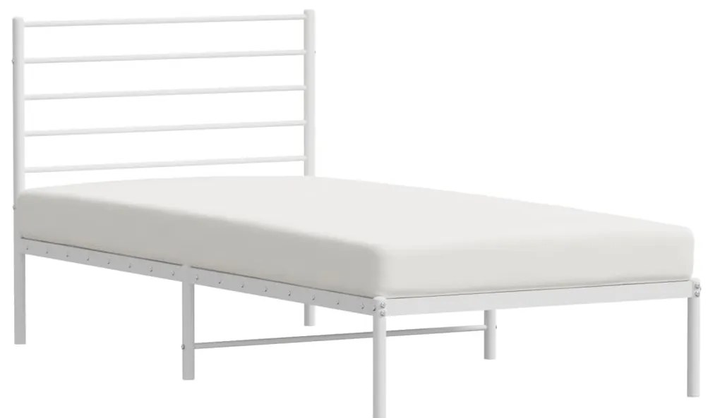 fehér fém ágykeret fejtámlával 80x200 cm
