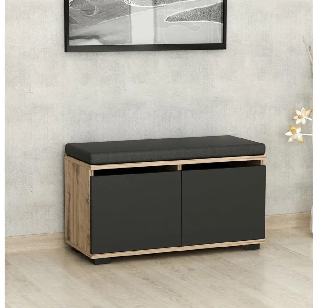 Asir DRAGO cipőtároló 42x80 cm fekete/dió 506MNR3330