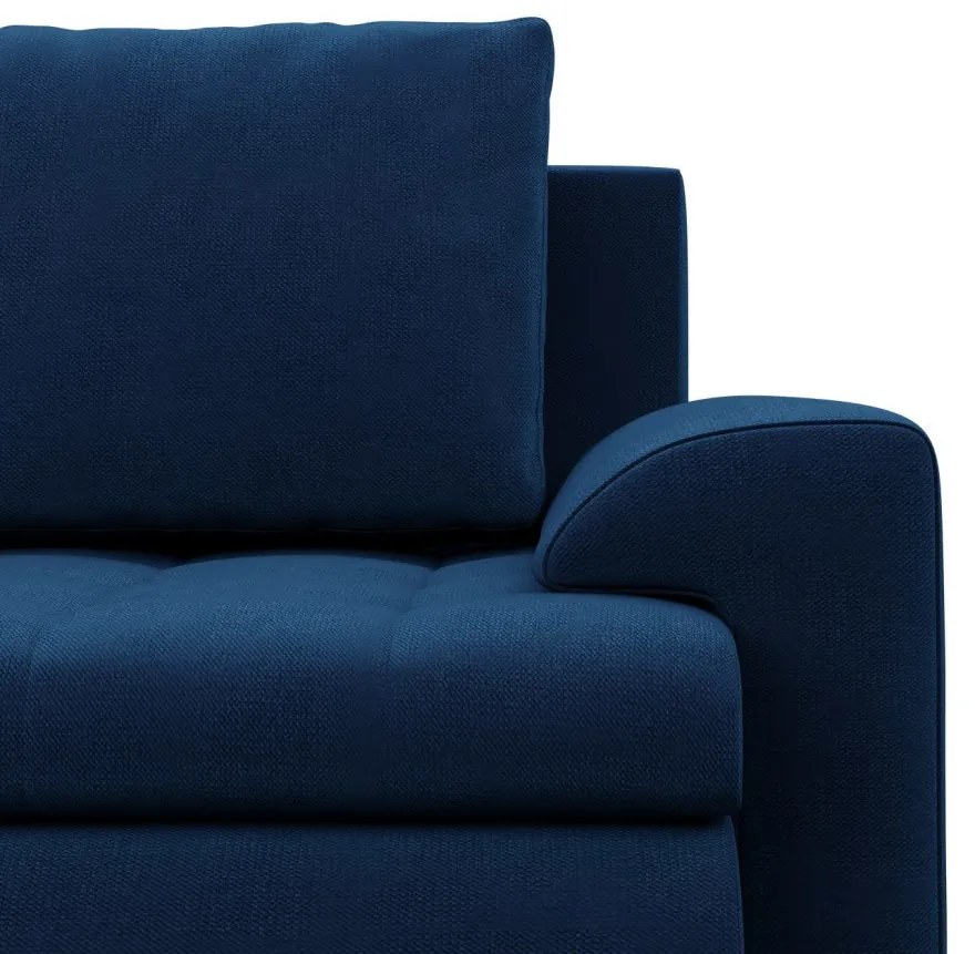 Tokio U alakú sarokkanapé, 3 ágyneműtartóval, bársony, univerzális oldal, kék