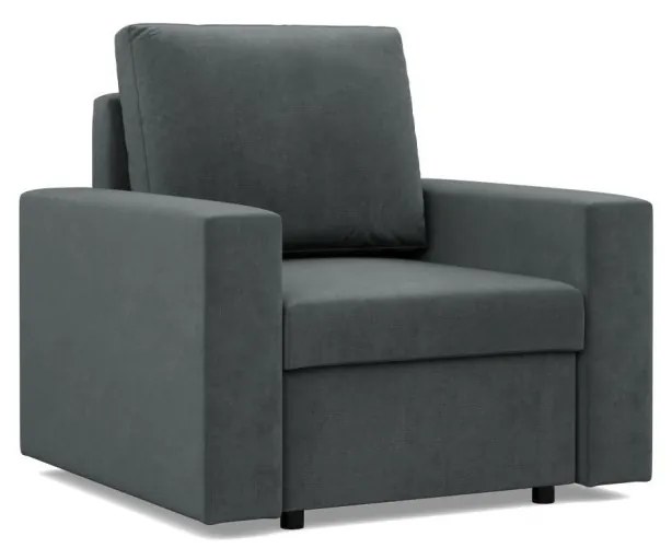 Zeus fotel, egyenes kartámasz, bársony, hab töltet, szürke