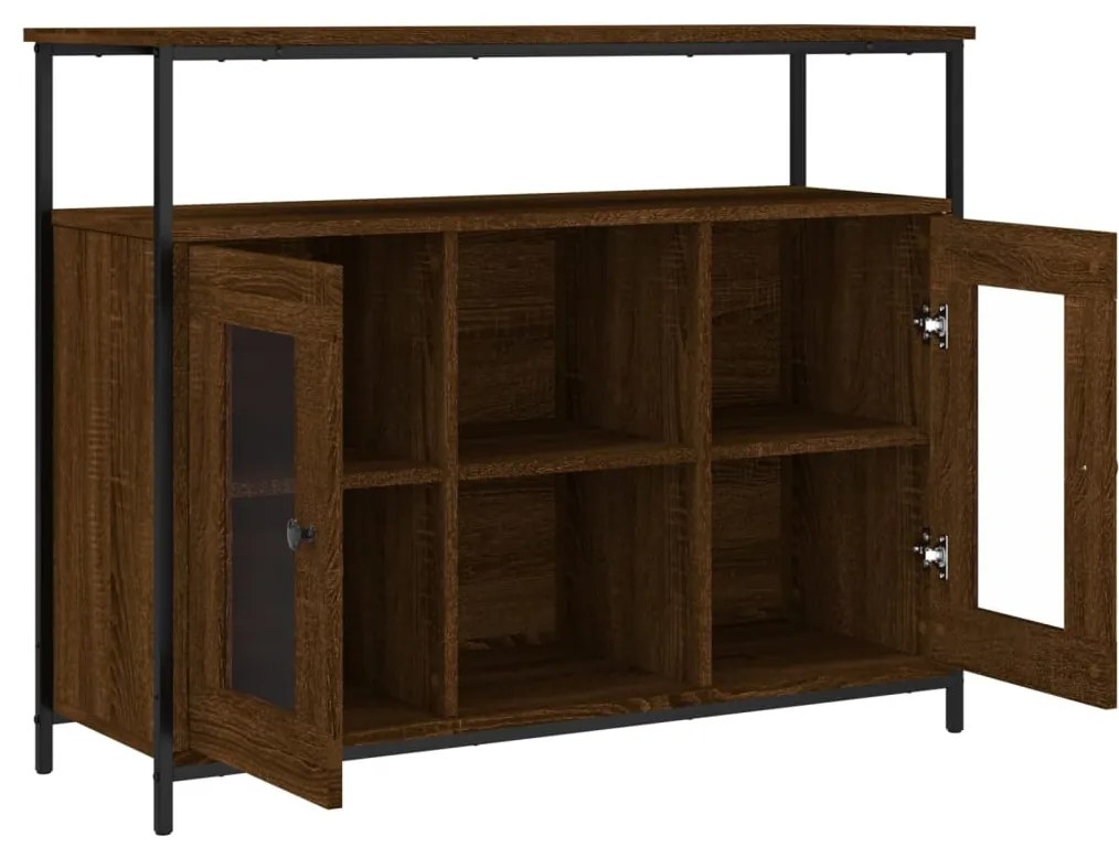 barna tölgy színű szerelt fa tálalószekrény 100 x 35 x 80 cm