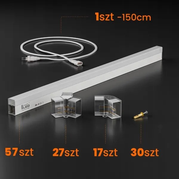LED mennyezeti lámpa LED/570W/85-265V 6500K 522x298 cm CRI 90 IP44 fehér