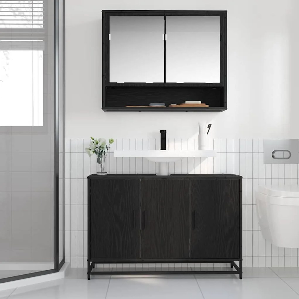 Fürdőszobai mosdószekrény Musta tammi 90 x 33 x 60 cm Faanyag