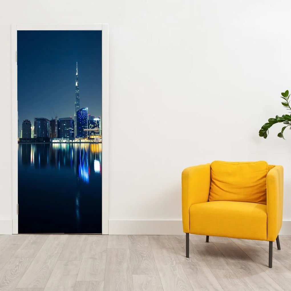 Fotótapéta ajtóra - Éjszakai város (95x205cm)