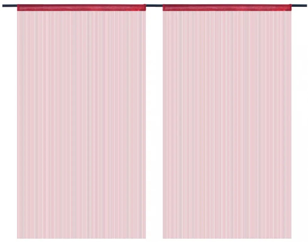2 db burgundi vörös zsinórfüggöny 100 x 250 cm