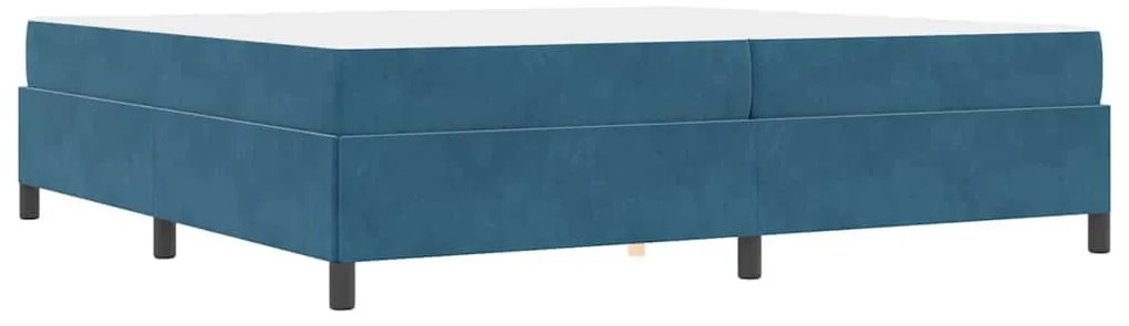 Ágykeret matracmal Sötétkék és fehér 200 x 200 cm Bársony