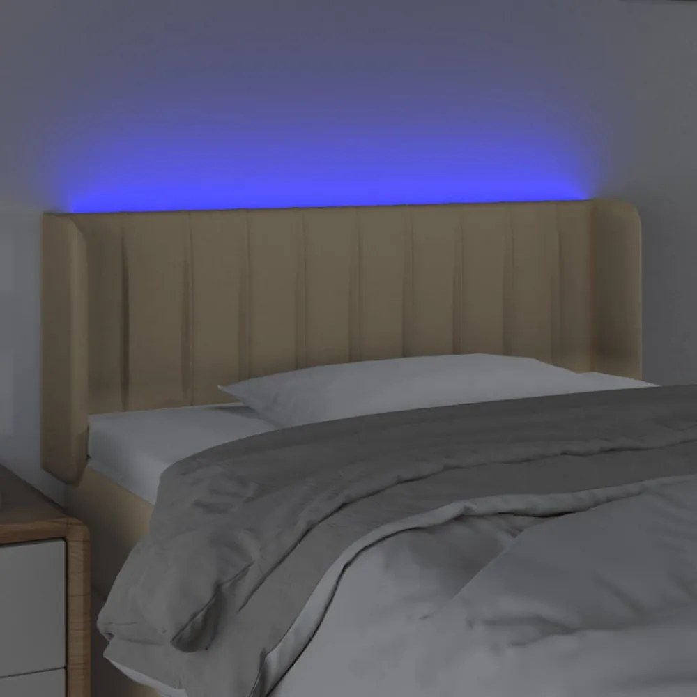 krémszínű szövet LED-es fejtámla 103 x 16 x 78/88 cm