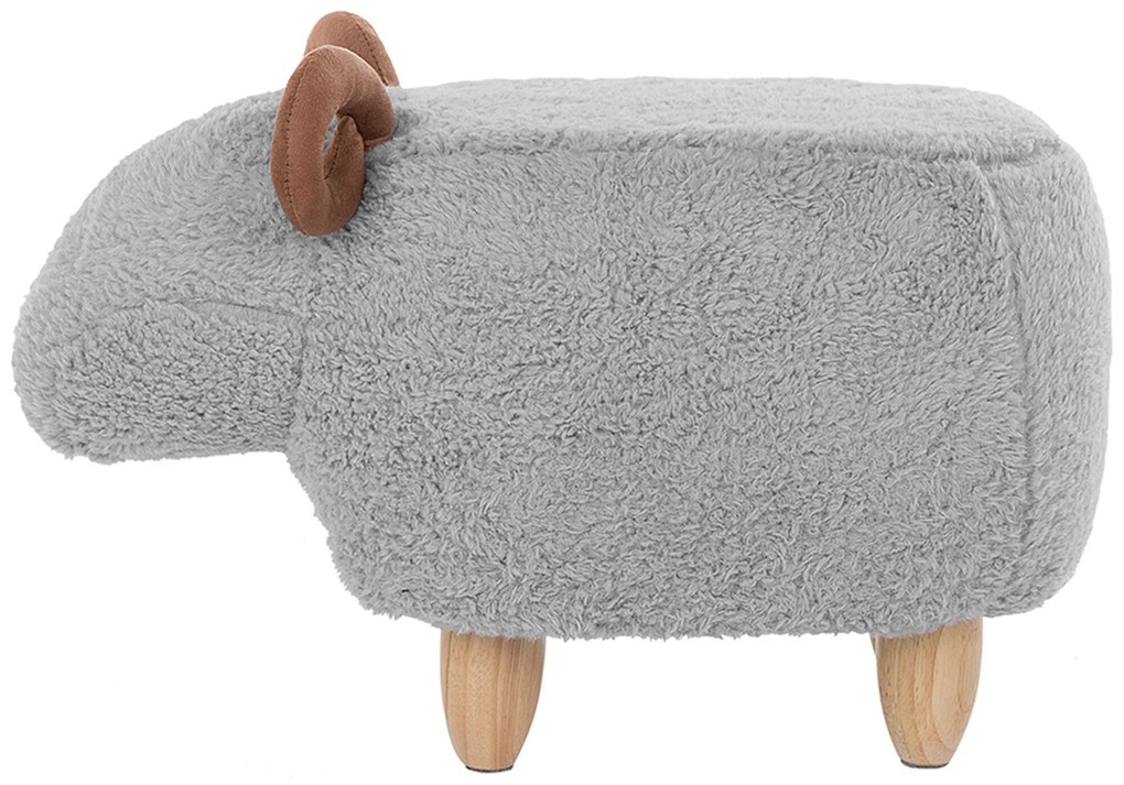 Szürke szövet állatos puff 61 x 36 cm LAMB Beliani