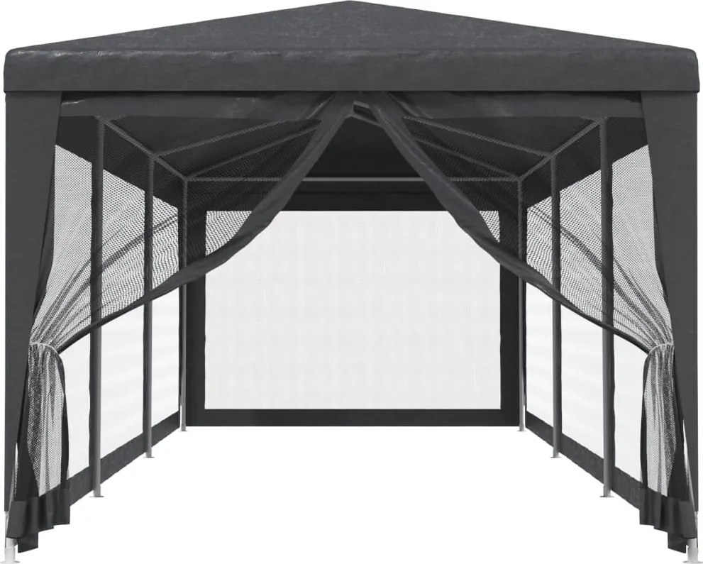Antracit HDPE rendezvénysátor 8 hálós oldalfallal 3x9 m