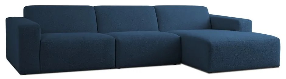 Sötétkék buklé sarokkanapé (jobb oldali) Roxy – Scandic