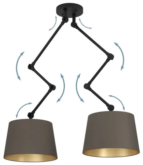 Eglo 390199 - Csillár rúdon PISTUNIO 2xE27/40W/230V barna