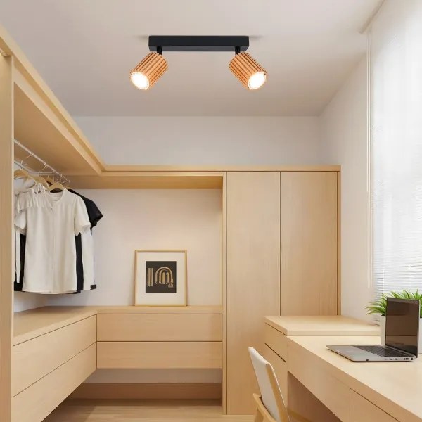 Brilagi - MODERN WOOD spotlámpa 2xGU10/8W/230V fa/fekete