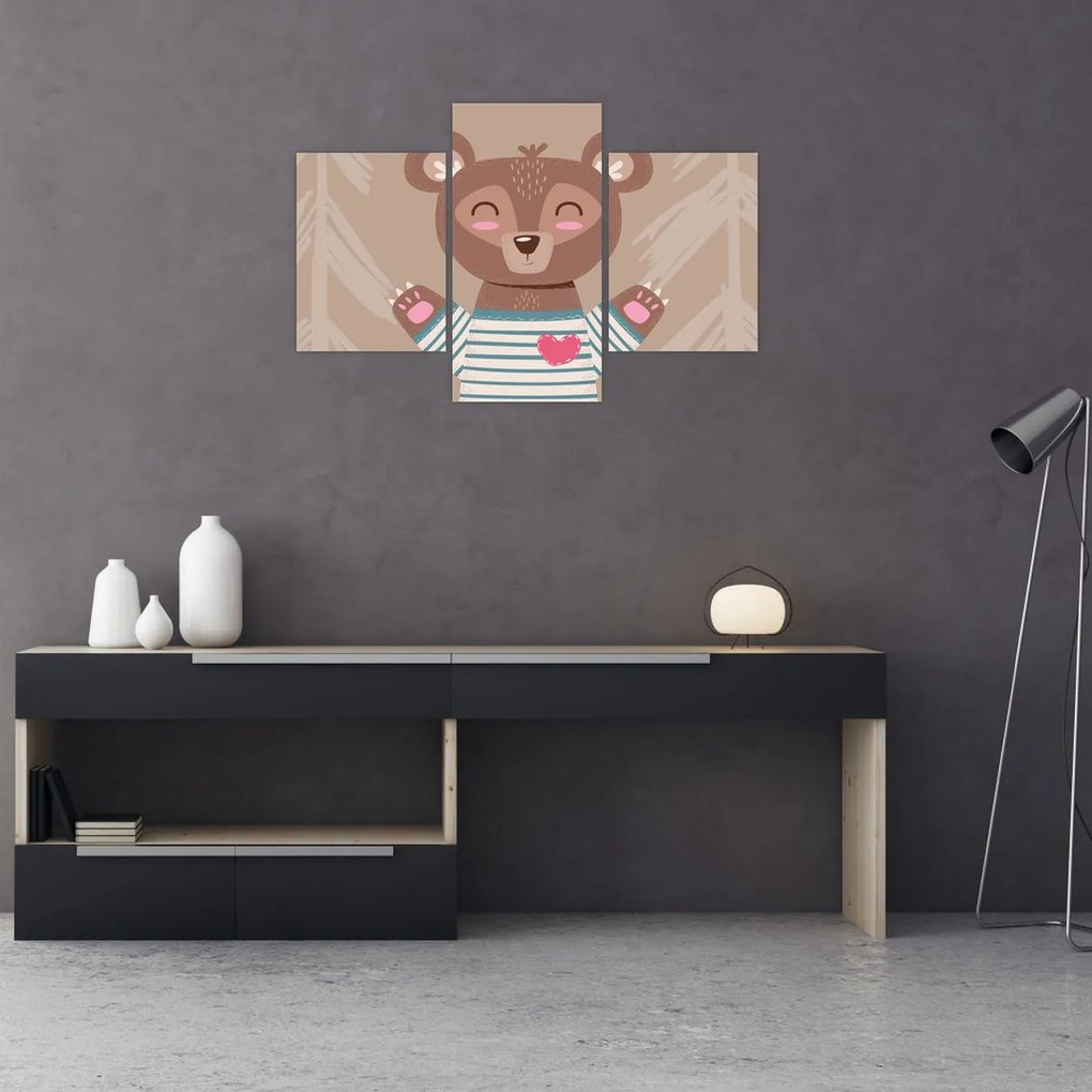 Kép - Mackó csíkos pólóban (90x60 cm)