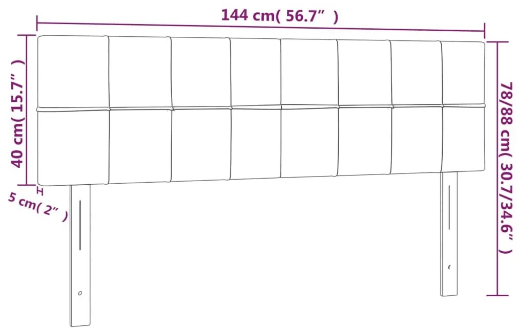 rózsaszín bársony LED-es fejtámla 144x5x78/88 cm