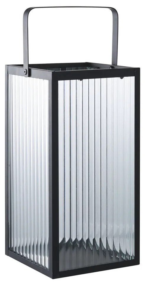 Almonte dekorációs lámpás, fémből/üvegből, fekete