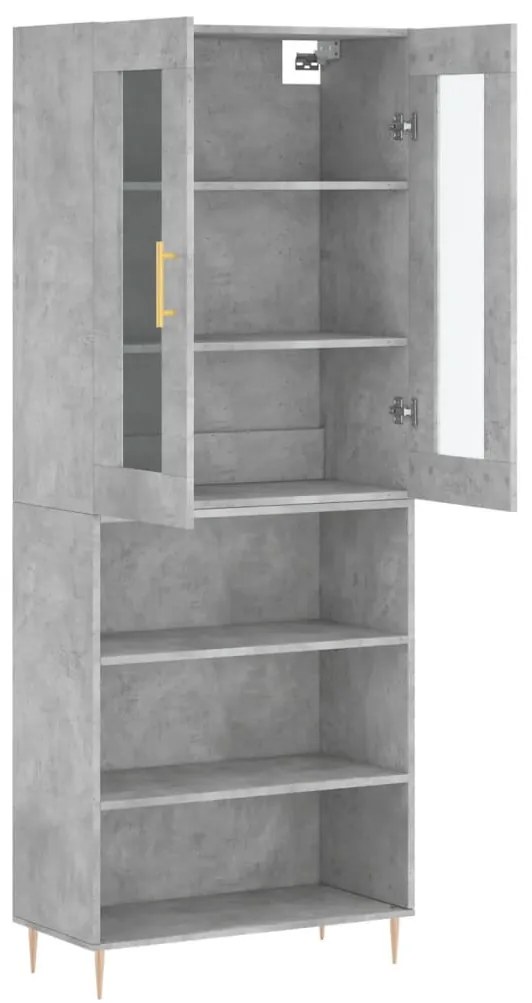 Betonszürke szerelt fa magasszekrény 69,5 x 34 x 180 cm