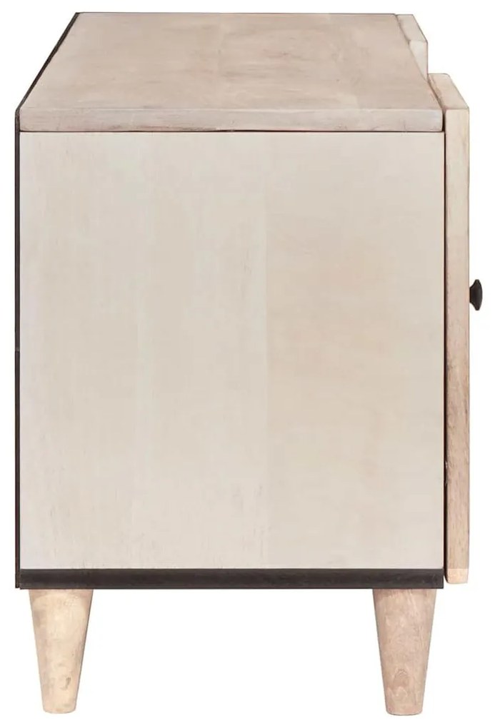 TV szekrény fiókkal Fehér 105 x 33 x 46 cm tömör mangófa