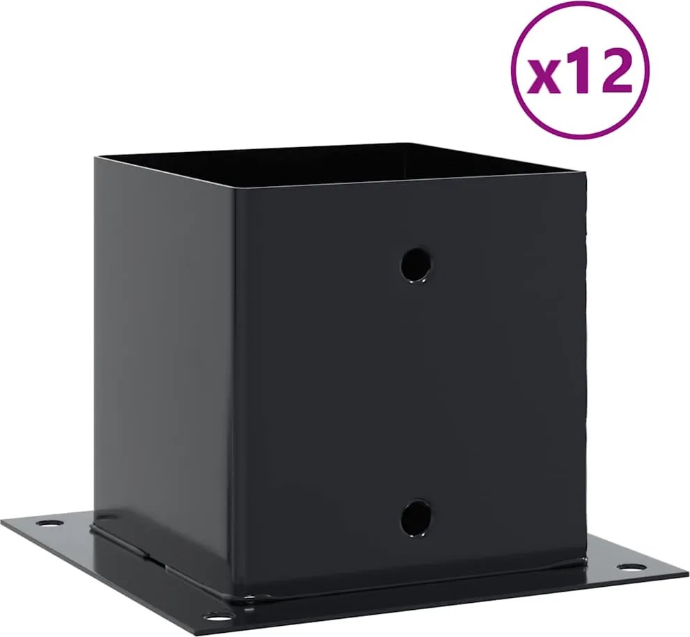 vidaXL 12 db antracit porszórt acél oszlopalapok négyzet alakú