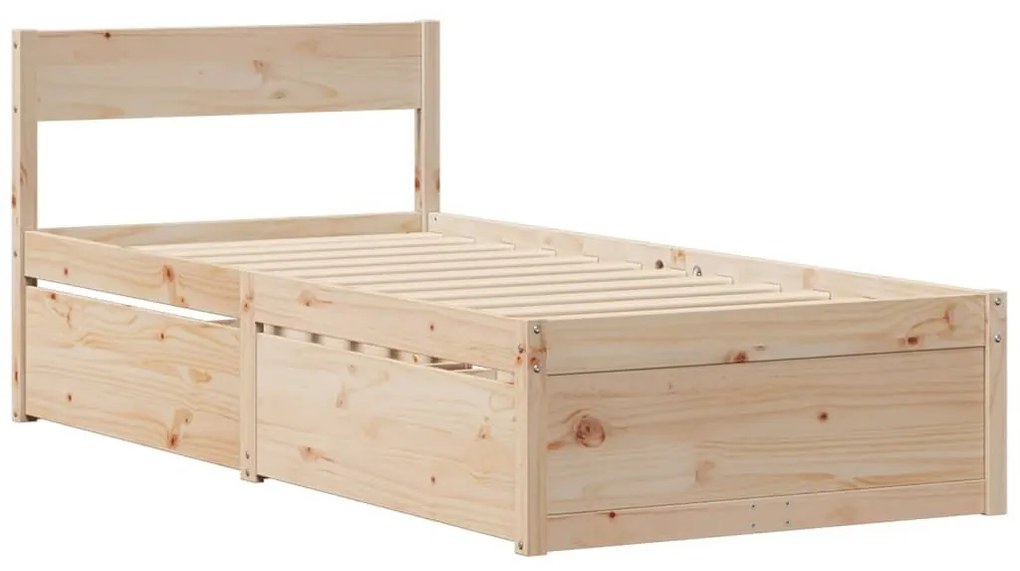 tömör fenyőfa ágykeret fiókokkal és matraccal l 100 x 200 cm