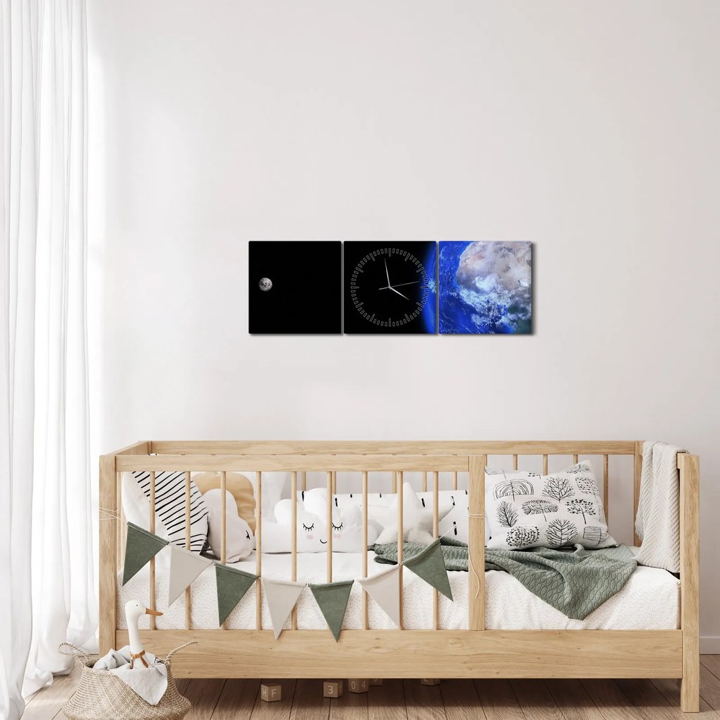 A Hold és a Föld képe (órával) (90x30 cm)